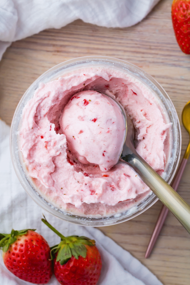 Sweet Meets Slim: 3-Ingredient Ninja Creami Keto Strawberry Ice Cream Recipe